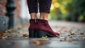 Bordeauxrote Stiefeletten sind die beste Wahl für die Übergangssaison